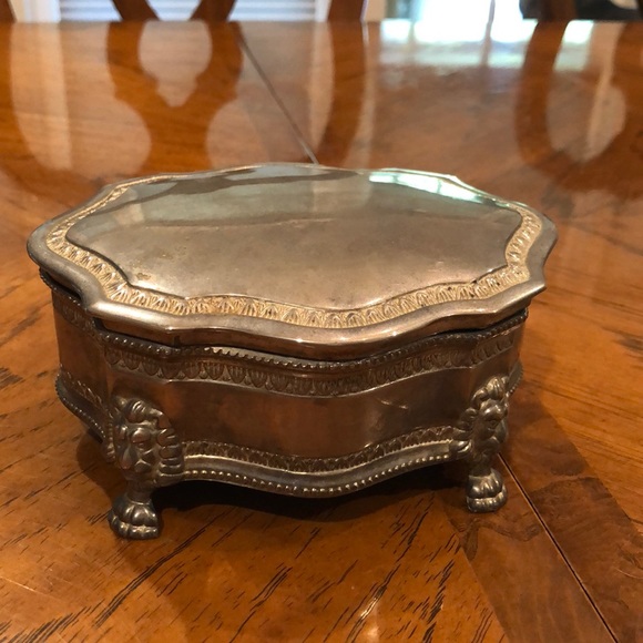 Sold Vintage lion footed jewelry box